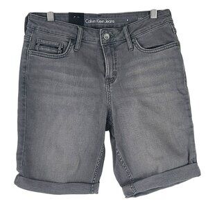 Calvin Klein Womens Gray Denim Roll Cuff Shorts Size 4